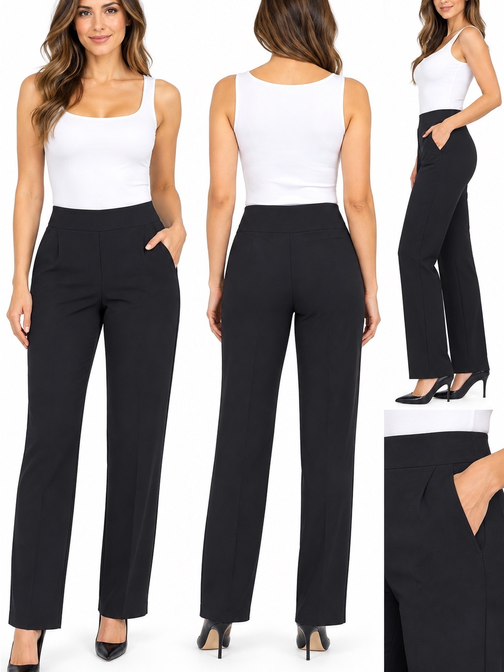 Athleta Black Straight-Leg Trousers for Women size 4T